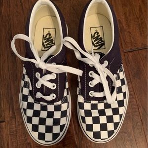 6.5 Checkerboard Authnentic Navy Vans
